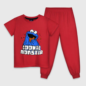 Детская пижама хлопок с принтом Cookie monster ест печеньку в Тюмени, 100% хлопок |  брюки и футболка прямого кроя, без карманов, на брюках мягкая резинка на поясе и по низу штанин
 | cookie monster | куки монстр | улица сезам