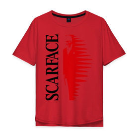 Мужская футболка хлопок Oversize с принтом Аль Пачино - Scarface (black) в Тюмени, 100% хлопок | свободный крой, круглый ворот, “спинка” длиннее передней части | Тематика изображения на принте: scarface | аль | лицо со шрамом | пачино
