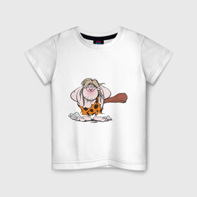 Детская футболка хлопок с принтом Дикарь в Тюмени, 100% хлопок | круглый вырез горловины, полуприлегающий силуэт, длина до линии бедер | дикарь