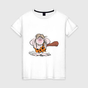 Женская футболка хлопок с принтом Дикарь в Тюмени, 100% хлопок | прямой крой, круглый вырез горловины, длина до линии бедер, слегка спущенное плечо | дикарь