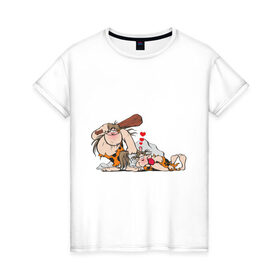 Женская футболка хлопок с принтом Дикарь (2) в Тюмени, 100% хлопок | прямой крой, круглый вырез горловины, длина до линии бедер, слегка спущенное плечо | дикарь