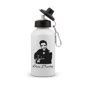 Бутылка спортивная с принтом Elvis Presley (2) в Тюмени, металл | емкость — 500 мл, в комплекте две пластиковые крышки и карабин для крепления | гитара