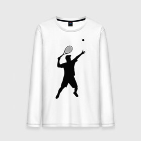 Мужской лонгслив хлопок с принтом Теннисист (2) в Тюмени, 100% хлопок |  | корт | ракетка | тенис | теннис | теннисист