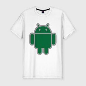 Мужская футболка премиум с принтом Андроид в Тюмени, 92% хлопок, 8% лайкра | приталенный силуэт, круглый вырез ворота, длина до линии бедра, короткий рукав | android | logo | андройд | логотип