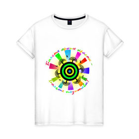 Женская футболка хлопок с принтом Больше позитива! в Тюмени, 100% хлопок | прямой крой, круглый вырез горловины, длина до линии бедер, слегка спущенное плечо | больше ярких красок   
больше позитиваяркие краски | больше ярких красок | позитив | цвета