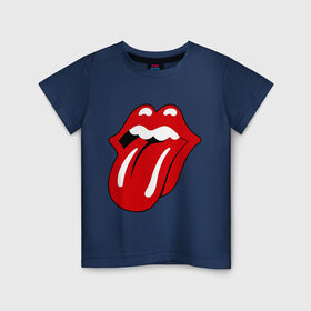 Детская футболка хлопок с принтом Rolling Stones язык в Тюмени, 100% хлопок | круглый вырез горловины, полуприлегающий силуэт, длина до линии бедер | heavy metal | metal | rock | trash metal | губы | квартет | метал | рок | рок группа | рок группы | роллинг стоунз | трэш метал | хеви метал | язык