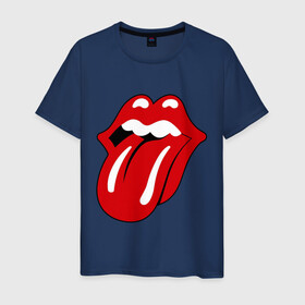 Мужская футболка хлопок с принтом Rolling Stones язык в Тюмени, 100% хлопок | прямой крой, круглый вырез горловины, длина до линии бедер, слегка спущенное плечо. | Тематика изображения на принте: rolling stones