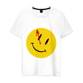 Мужская футболка хлопок с принтом Хранители - смайл с кровью в Тюмени, 100% хлопок | прямой крой, круглый вырез горловины, длина до линии бедер, слегка спущенное плечо. | кровь | роршах | смайл