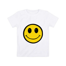 Детская футболка хлопок с принтом Смайл - улыбка в Тюмени, 100% хлопок | круглый вырез горловины, полуприлегающий силуэт, длина до линии бедер | smile | рожица | смайл | смайлик | улыбка | улыбочка