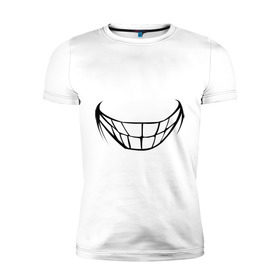 Мужская футболка премиум с принтом Зубастая улыбка в Тюмени, 92% хлопок, 8% лайкра | приталенный силуэт, круглый вырез ворота, длина до линии бедра, короткий рукав | Тематика изображения на принте: зубы | рот | улыбка