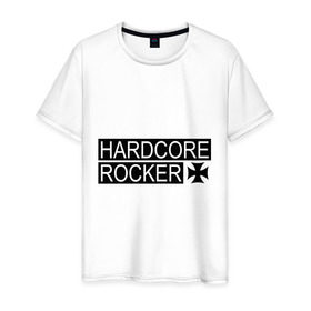 Мужская футболка хлопок с принтом Hardcore Rocker в Тюмени, 100% хлопок | прямой крой, круглый вырез горловины, длина до линии бедер, слегка спущенное плечо. | 