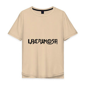 Мужская футболка хлопок Oversize с принтом Lacrimosa логотип в Тюмени, 100% хлопок | свободный крой, круглый ворот, “спинка” длиннее передней части | Тематика изображения на принте: lacrimosa | lacrimosa лого | надпись lacrimosa | панк | рок