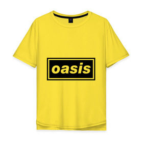 Мужская футболка хлопок Oversize с принтом Oasis логотип в Тюмени, 100% хлопок | свободный крой, круглый ворот, “спинка” длиннее передней части | metal | oasis | лого | лого oasis | метал | символика oasis | эмблема  oasis