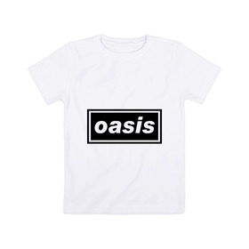 Детская футболка хлопок с принтом Oasis логотип в Тюмени, 100% хлопок | круглый вырез горловины, полуприлегающий силуэт, длина до линии бедер | metal | oasis | лого | лого oasis | метал | символика oasis | эмблема  oasis