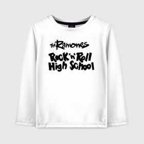 Детский лонгслив хлопок с принтом Ramones - Rock n Roll High School в Тюмени, 100% хлопок | круглый вырез горловины, полуприлегающий силуэт, длина до линии бедер | punk | ramones | rock | rock n roll high school | панк | песни | рамоунз | рок