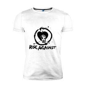 Мужская футболка премиум с принтом Rise Against в Тюмени, 92% хлопок, 8% лайкра | приталенный силуэт, круглый вырез ворота, длина до линии бедра, короткий рукав | heavy metal | metal | punk | rise against | rock | trash metal | квартет | метал | панк | рок | рок группа | рок группы | трэш метал | хеви метал