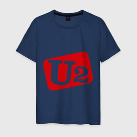 Мужская футболка хлопок с принтом U2 в Тюмени, 100% хлопок | прямой крой, круглый вырез горловины, длина до линии бедер, слегка спущенное плечо. | 