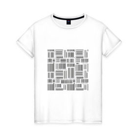 Женская футболка хлопок с принтом Штрих код в Тюмени, 100% хлопок | прямой крой, круглый вырез горловины, длина до линии бедер, слегка спущенное плечо | штрих код | штрихкод | штриховой код