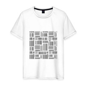 Мужская футболка хлопок с принтом Штрих код в Тюмени, 100% хлопок | прямой крой, круглый вырез горловины, длина до линии бедер, слегка спущенное плечо. | штрих код | штрихкод | штриховой код