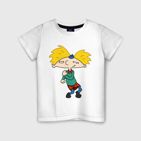 Детская футболка хлопок с принтом Эй, Арнольд! в Тюмени, 100% хлопок | круглый вырез горловины, полуприлегающий силуэт, длина до линии бедер | арнольд | мультик | мультфильм | эй