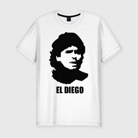 Мужская футболка премиум с принтом Диего Марадона в Тюмени, 92% хлопок, 8% лайкра | приталенный силуэт, круглый вырез ворота, длина до линии бедра, короткий рукав | аргентина | аргентинец | диего марадона | евро 2012 | марадона | футбол