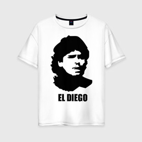 Женская футболка хлопок Oversize с принтом Диего Марадона в Тюмени, 100% хлопок | свободный крой, круглый ворот, спущенный рукав, длина до линии бедер
 | аргентина | аргентинец | диего марадона | евро 2012 | марадона | футбол