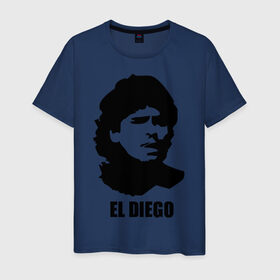 Мужская футболка хлопок с принтом Диего Марадона в Тюмени, 100% хлопок | прямой крой, круглый вырез горловины, длина до линии бедер, слегка спущенное плечо. | аргентина | аргентинец | диего марадона | евро 2012 | марадона | футбол