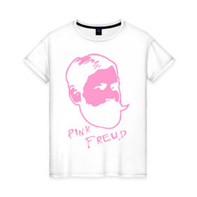 Женская футболка хлопок с принтом Pink Freud в Тюмени, 100% хлопок | прямой крой, круглый вырез горловины, длина до линии бедер, слегка спущенное плечо | dance | tecktonick | tektonic | tektonik | клуб | танцевать | тектоник | тиктоник | фрейд | электронная музыка