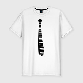 Мужская футболка премиум с принтом Галстук (2) в Тюмени, 92% хлопок, 8% лайкра | приталенный силуэт, круглый вырез ворота, длина до линии бедра, короткий рукав | галступ | клавиши | пианино | прикольные