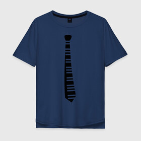 Мужская футболка хлопок Oversize с принтом Галстук (2) в Тюмени, 100% хлопок | свободный крой, круглый ворот, “спинка” длиннее передней части | галступ | клавиши | пианино | прикольные