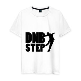 Мужская футболка хлопок с принтом DNB Step танцор в Тюмени, 100% хлопок | прямой крой, круглый вырез горловины, длина до линии бедер, слегка спущенное плечо. | dnb | step | бас | драм | силуэт | танцор
