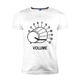 Мужская футболка премиум с принтом Volume - крутилка в Тюмени, 92% хлопок, 8% лайкра | приталенный силуэт, круглый вырез ворота, длина до линии бедра, короткий рукав | volume | громкость | звук | катушка | крутилка | музыка | на полную
