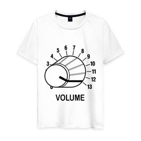 Мужская футболка хлопок с принтом Volume - крутилка в Тюмени, 100% хлопок | прямой крой, круглый вырез горловины, длина до линии бедер, слегка спущенное плечо. | volume | громкость | звук | катушка | крутилка | музыка | на полную