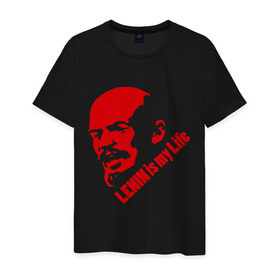 Мужская футболка хлопок с принтом Ленин -моя жизнь в Тюмени, 100% хлопок | прямой крой, круглый вырез горловины, длина до линии бедер, слегка спущенное плечо. | вождь | коммунизм | ленин | революция | советский | социализм | союз | ссср | ульянов