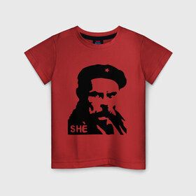 Детская футболка хлопок с принтом С Че Геварой в Тюмени, 100% хлопок | круглый вырез горловины, полуприлегающий силуэт, длина до линии бедер | Тематика изображения на принте: cuba | гевара | куба | революция | свобода | че