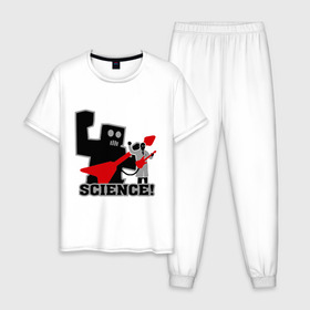 Мужская пижама хлопок с принтом Наука в Тюмени, 100% хлопок | брюки и футболка прямого кроя, без карманов, на брюках мягкая резинка на поясе и по низу штанин
 | robot | игра | наука | научные открытия | научные разработки | приставка | робот | ученый