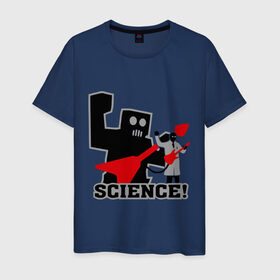 Мужская футболка хлопок с принтом Наука в Тюмени, 100% хлопок | прямой крой, круглый вырез горловины, длина до линии бедер, слегка спущенное плечо. | robot | игра | наука | научные открытия | научные разработки | приставка | робот | ученый