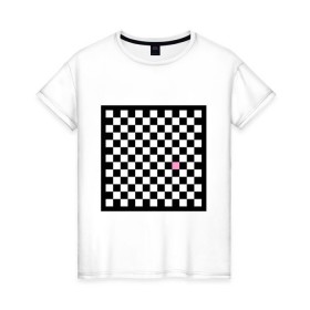 Женская футболка хлопок с принтом Шахматная эмо-доска в Тюмени, 100% хлопок | прямой крой, круглый вырез горловины, длина до линии бедер, слегка спущенное плечо | emo | розовый квадрат | субкультуры | шахматная доска | шахматы | эмо | эмо шахматы