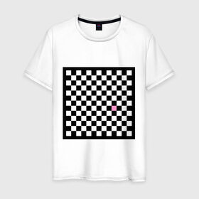 Мужская футболка хлопок с принтом Шахматная эмо-доска в Тюмени, 100% хлопок | прямой крой, круглый вырез горловины, длина до линии бедер, слегка спущенное плечо. | emo | розовый квадрат | субкультуры | шахматная доска | шахматы | эмо | эмо шахматы