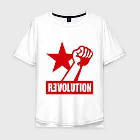 Мужская футболка хлопок Oversize с принтом Revolution (2) в Тюмени, 100% хлопок | свободный крой, круглый ворот, “спинка” длиннее передней части | revolution | звезда | красная звезда | кулак | революция | рука