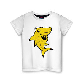 Детская футболка хлопок с принтом Веселая акула в Тюмени, 100% хлопок | круглый вырез горловины, полуприлегающий силуэт, длина до линии бедер | акула | веселая акула | животные | хищник