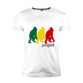 Мужская футболка премиум с принтом Junglist - обезьяны в Тюмени, 92% хлопок, 8% лайкра | приталенный силуэт, круглый вырез ворота, длина до линии бедра, короткий рукав | junglist | джанглисты | обезьяны