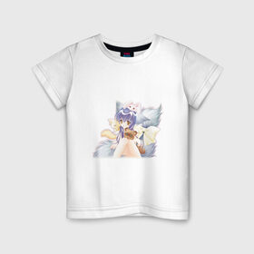 Детская футболка хлопок с принтом Девочка с игрушками в Тюмени, 100% хлопок | круглый вырез горловины, полуприлегающий силуэт, длина до линии бедер | Тематика изображения на принте: anime | аниме | анимэ