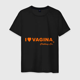 Мужская футболка хлопок с принтом I love vagina в Тюмени, 100% хлопок | прямой крой, круглый вырез горловины, длина до линии бедер, слегка спущенное плечо. | девушки | отношения