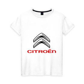 Женская футболка хлопок с принтом Citroen в Тюмени, 100% хлопок | прямой крой, круглый вырез горловины, длина до линии бедер, слегка спущенное плечо | Тематика изображения на принте: citroen | авто | авто2012 | автомобили | автомобиль | бренд | бренды | логотип | ситроен