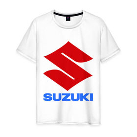Мужская футболка хлопок с принтом Suzuki в Тюмени, 100% хлопок | прямой крой, круглый вырез горловины, длина до линии бедер, слегка спущенное плечо. | suzuki | авто | автомобили | автомобиль | бренд | бренды | логотип | машины | сузуки | тачки