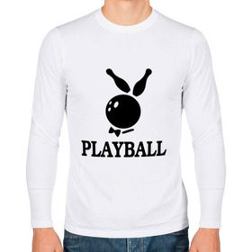 Мужской лонгслив хлопок с принтом Playball в Тюмени, 100% хлопок |  | bowling | playball | playboy | боулинг | кегли | плейбой | шар | шары