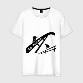 Мужская футболка хлопок с принтом Паркур (5) в Тюмени, 100% хлопок | прямой крой, круглый вырез горловины, длина до линии бедер, слегка спущенное плечо. | Тематика изображения на принте: parkour | паркур | паркурщик