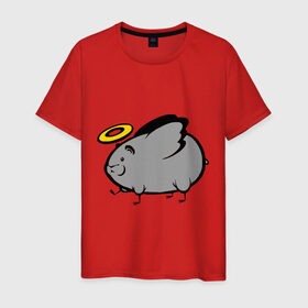 Мужская футболка хлопок с принтом Мышь - ангел в Тюмени, 100% хлопок | прямой крой, круглый вырез горловины, длина до линии бедер, слегка спущенное плечо. | ангел | животные | мышка | мышонок | мышь | нимб