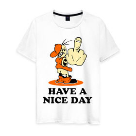 Мужская футболка хлопок с принтом Удачного дня! в Тюмени, 100% хлопок | прямой крой, круглый вырез горловины, длина до линии бедер, слегка спущенное плечо. | Тематика изображения на принте: nice day | день | настроение | отличный | события | удачного дня | хороший | эмоции
